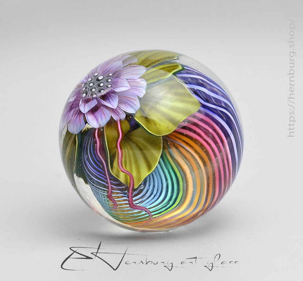 Marble "Surge" Glass. Collectible sphere. Diameter — Diameter: 30 mm (1.18”)