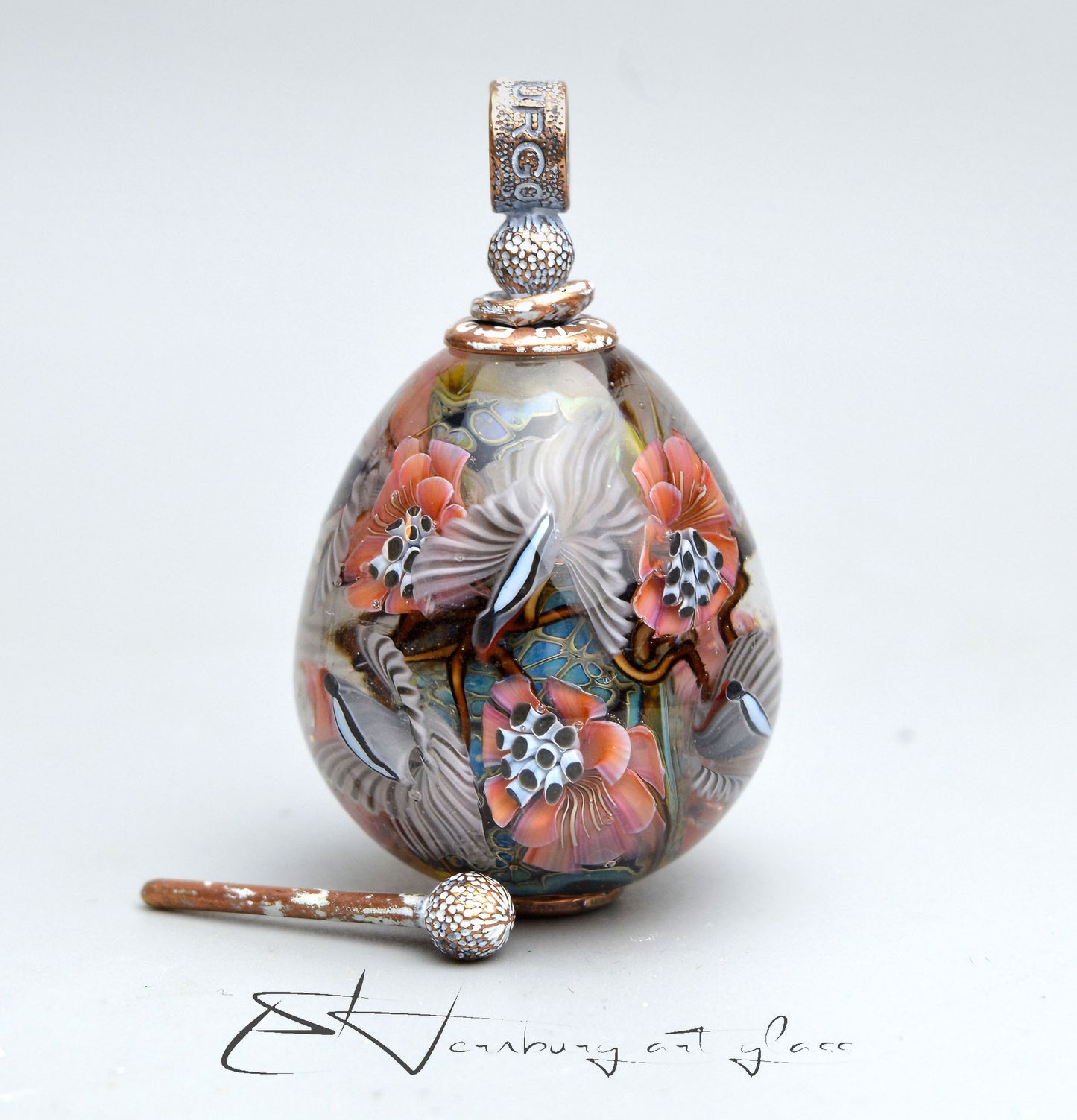 Pendant “Celestial Birds”. Lampwork glass pendant.