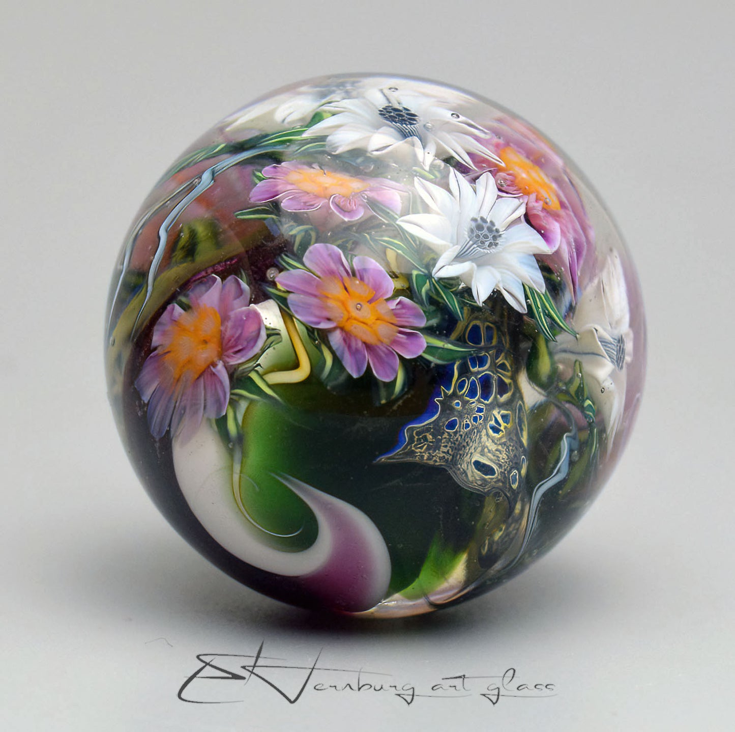 Marble. Collectible Sphere “Turbulence: Vortex”. Glass. . Diameter — 40 mm (1.57”)