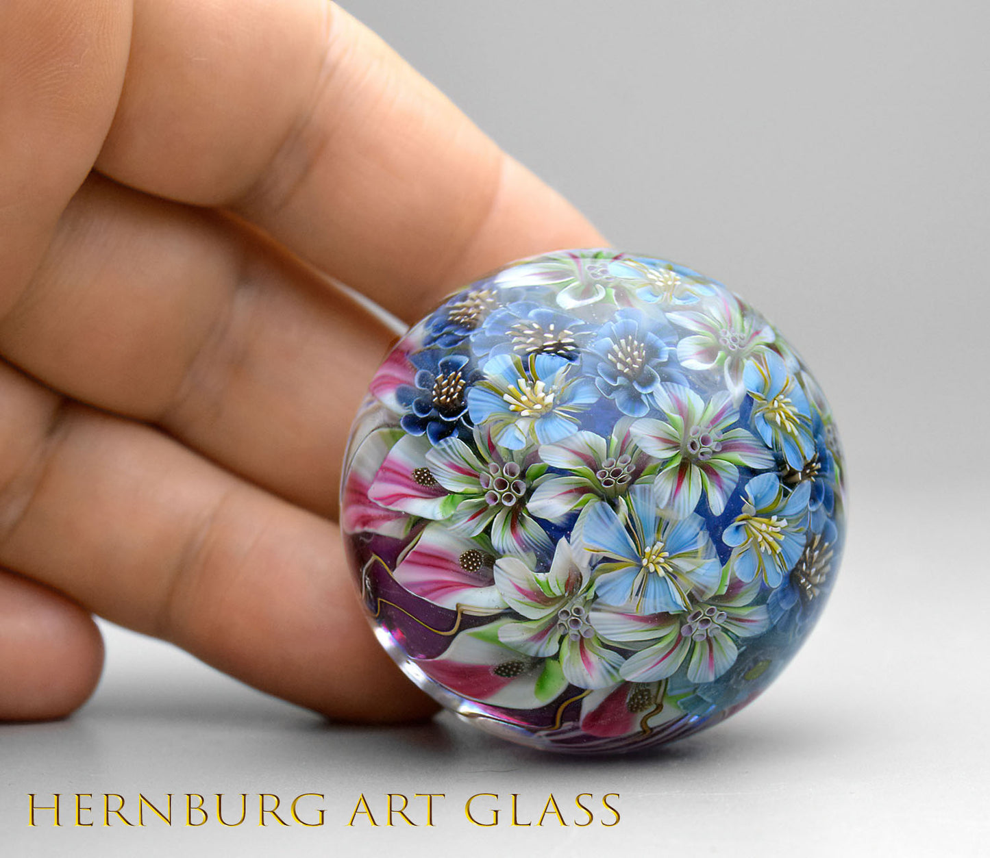 Marble. Collectible Sphere “Fata Morgana”. Glass. . Diameter — 44 mm (1.73”)