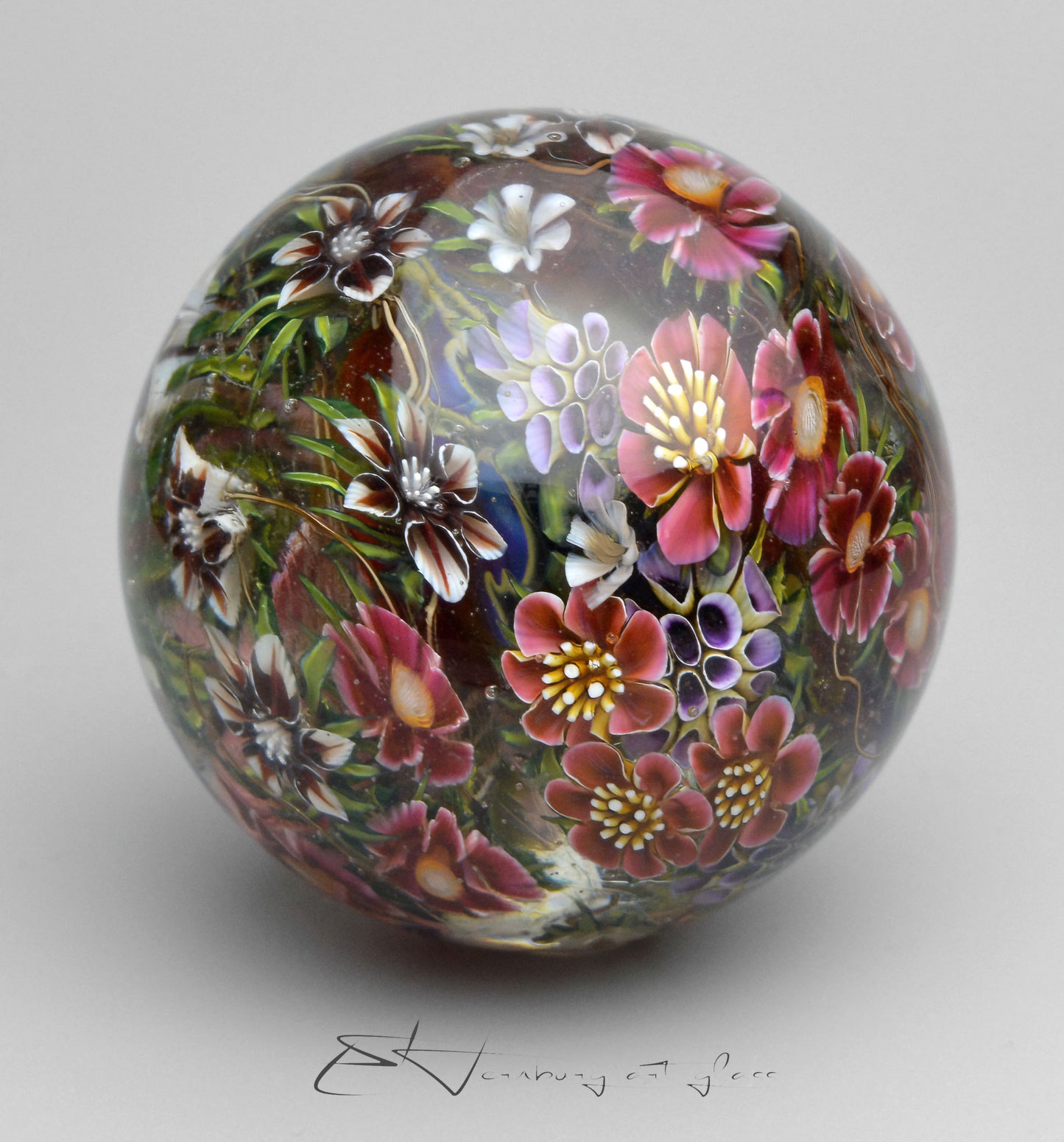 Marble. Glass. Diameter 2.13 inch