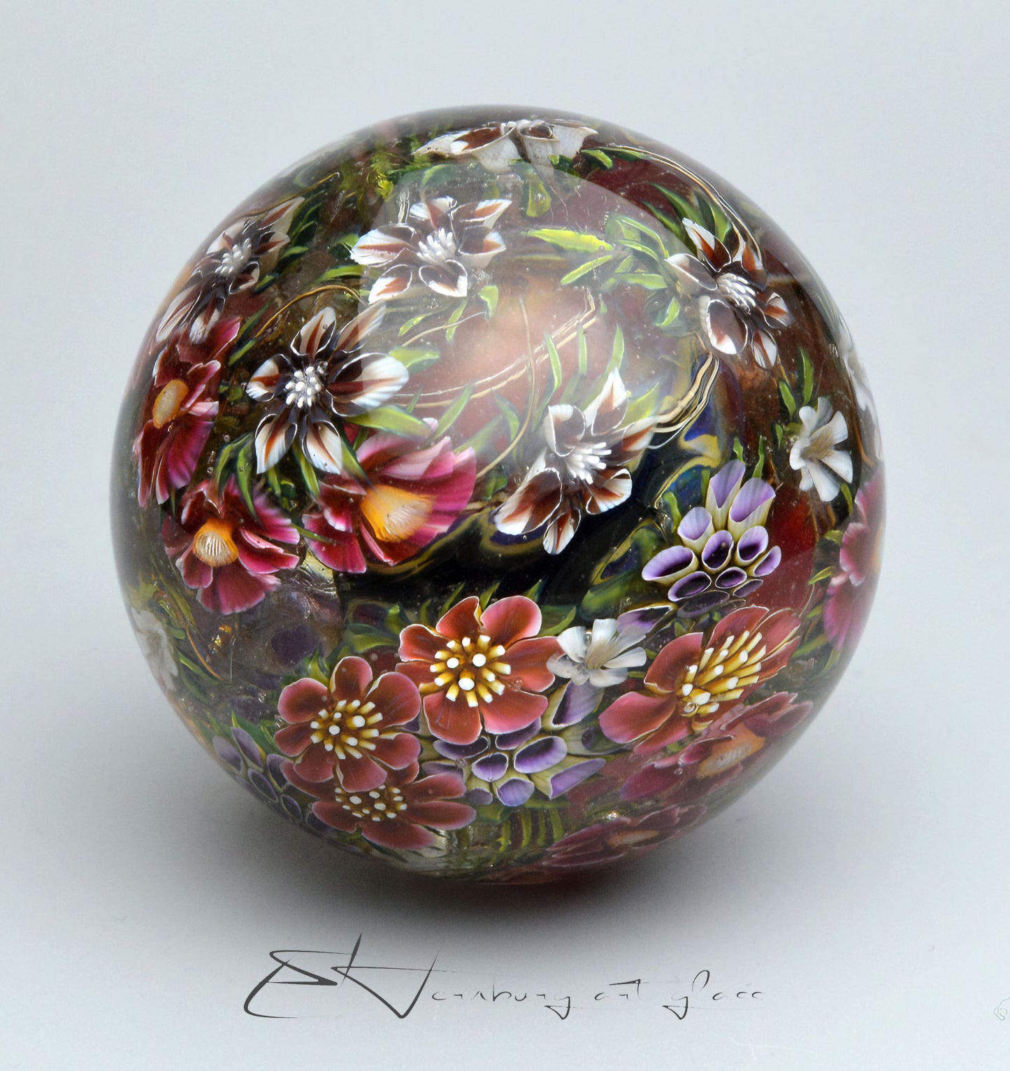 Marble. Glass. Diameter 2.13 inch