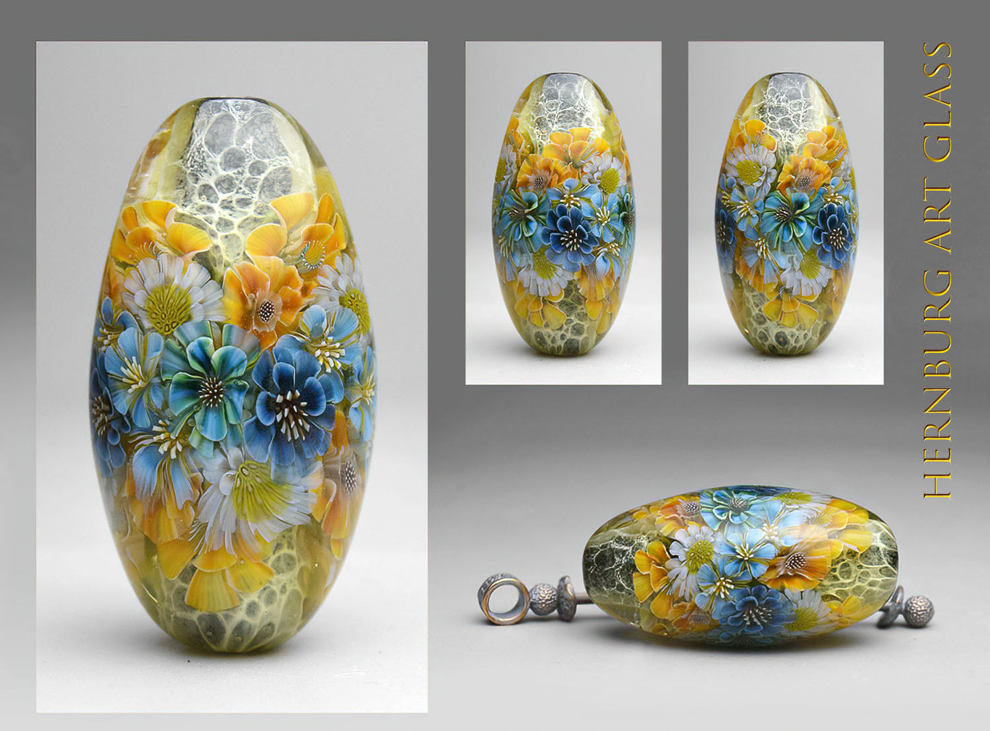 Pendant. Lampwork glass pendant. “Living Lace: Limoncello”