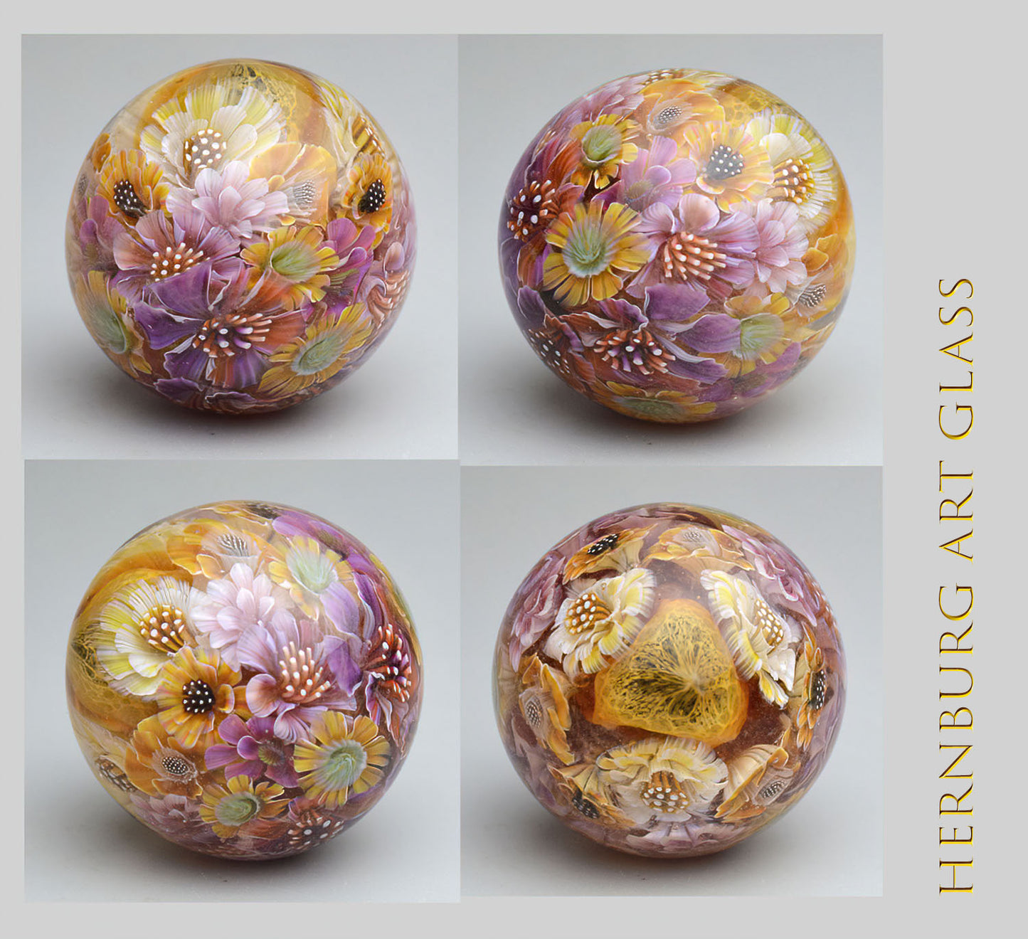 Marble. Collectible Sphere “Living Lace: Saffron”. Glass. . Diameter — 40 mm (1.57”)