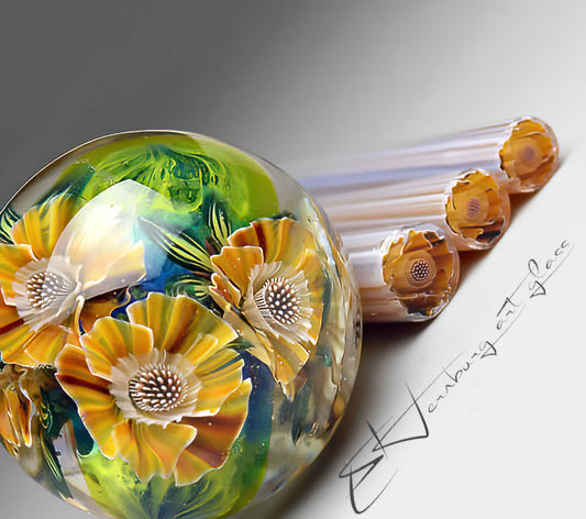 Murini flowers. Sticks 5 cm long. Materials for lampwork. Glass COE104