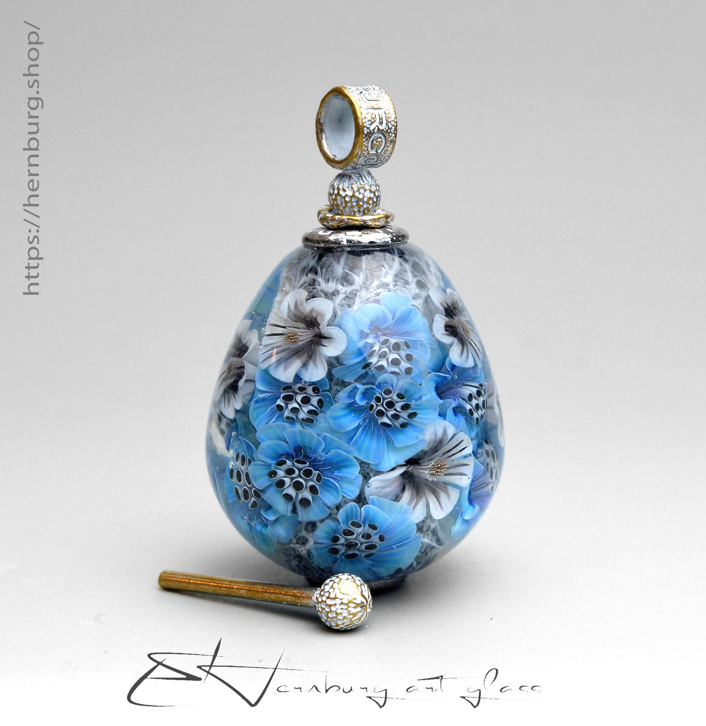 Pendant. Blue Blossom (2). Lampwork glass pendant.