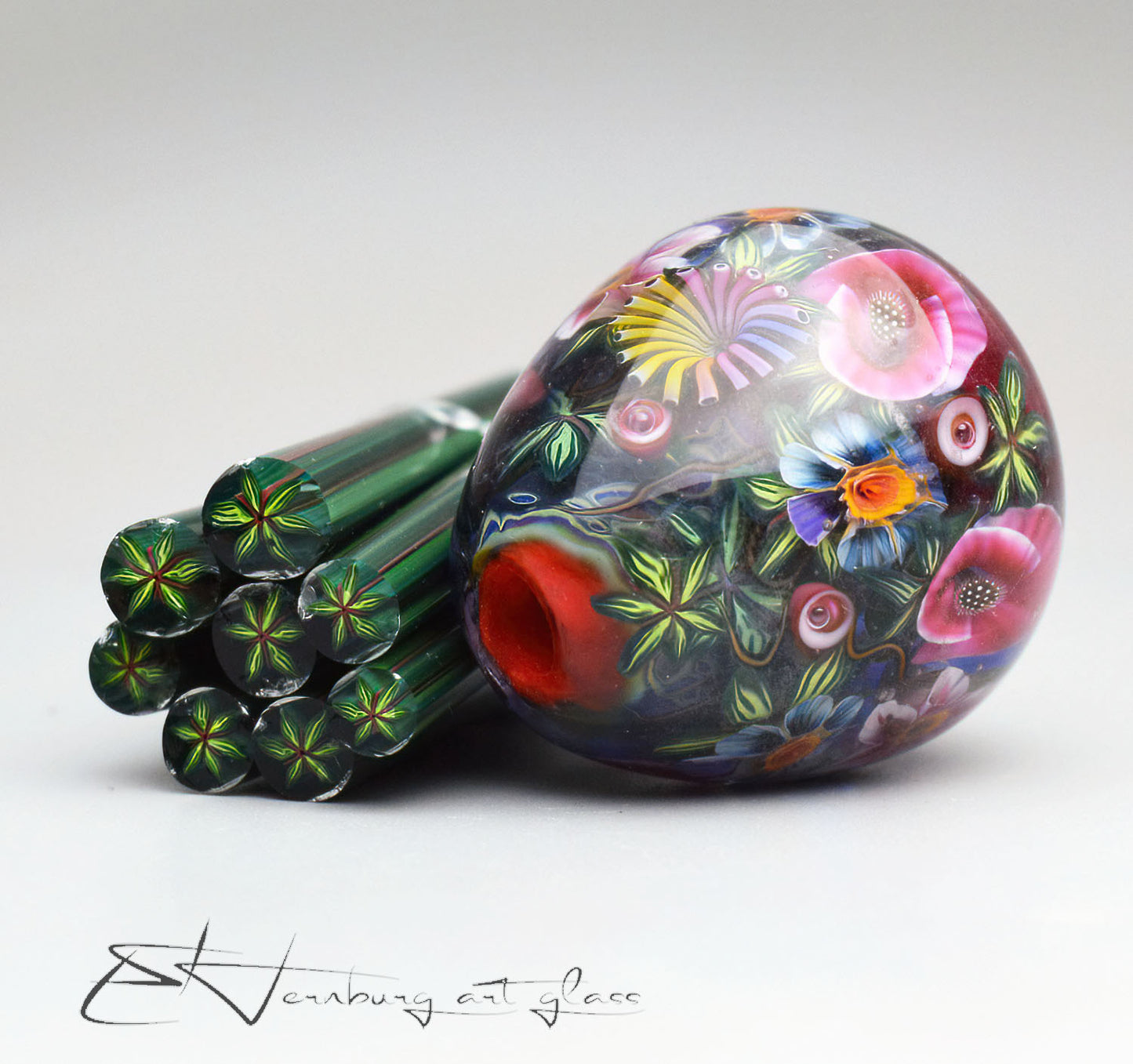 Murini green leaves. Sticks 5 cm long. Materials for lampwork. Glass COE104