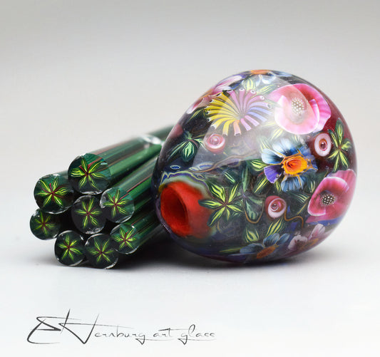 Murini green leaves. Sticks 5 cm long. Materials for lampwork. Glass COE104