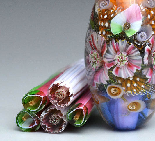 Murini flowers. Sticks 5 cm long. Materials for lampwork. Glass COE104