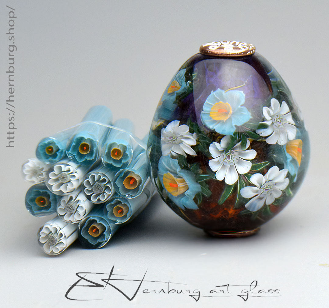 Murini flowers. Sticks 5 cm long. Materials for lampwork. Glass COE104
