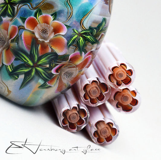 Murini flowers. Sticks 5 cm long. Materials for lampwork. Glass COE104