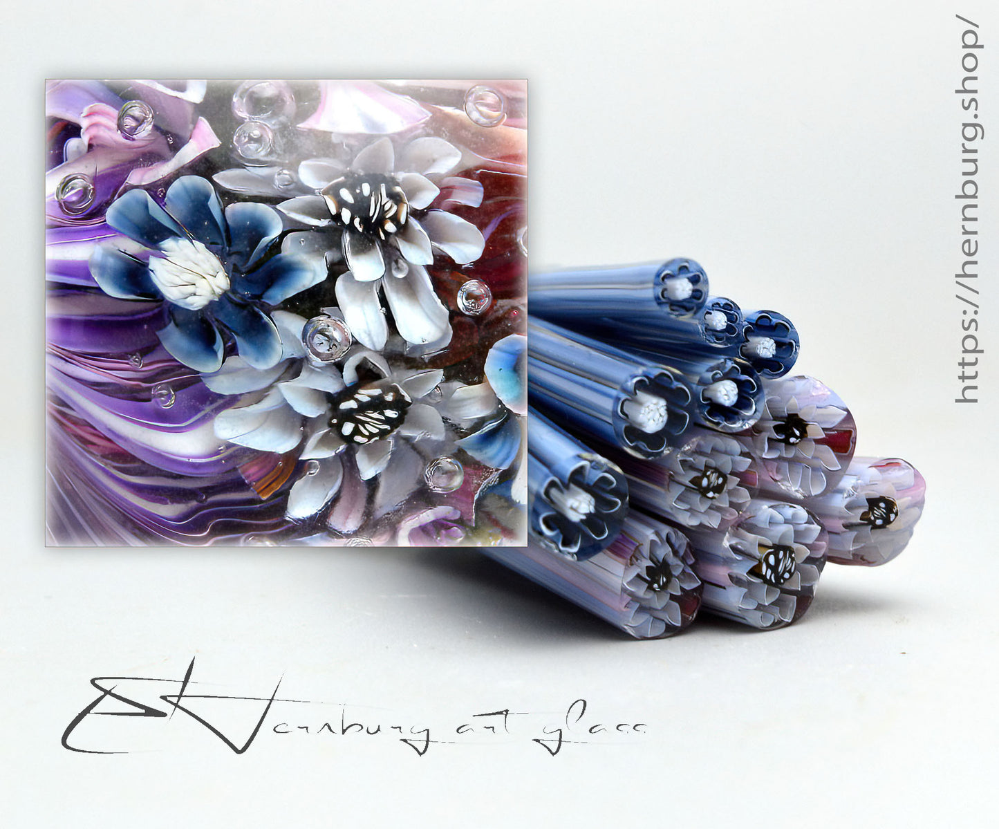 Murini flowers. Sticks 5 cm long. Materials for lampwork. Glass COE104