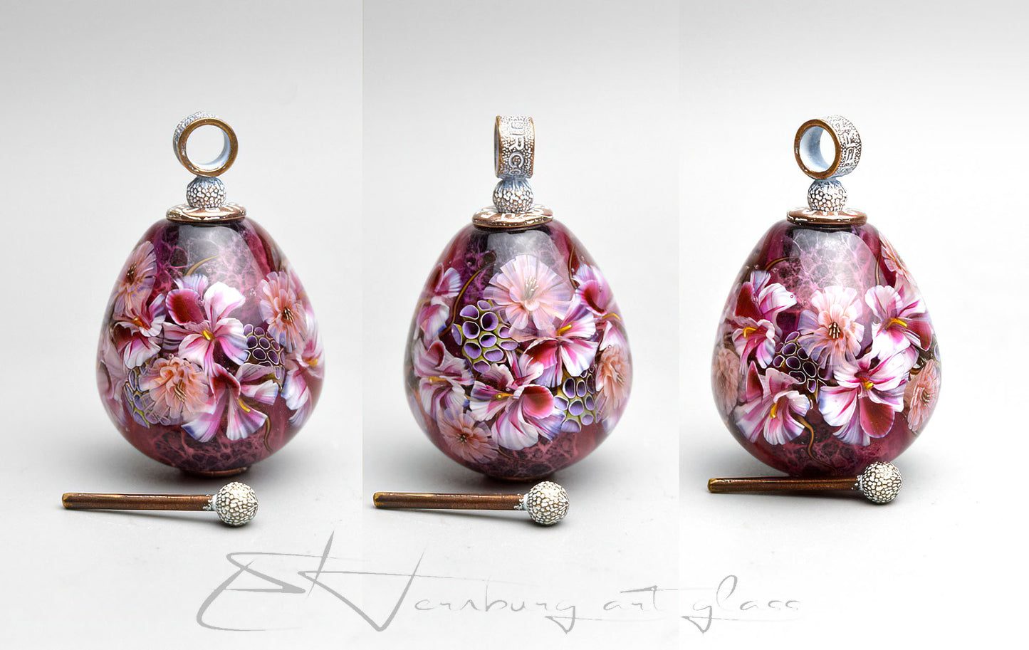 Pendant. Pink Nectar. Lampwork glass pendant.