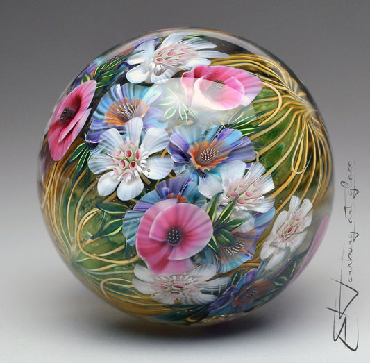 Marble. Collectible Sphere “Pastoral Crown”. Glass. . Diameter — 40 mm (1.57”)