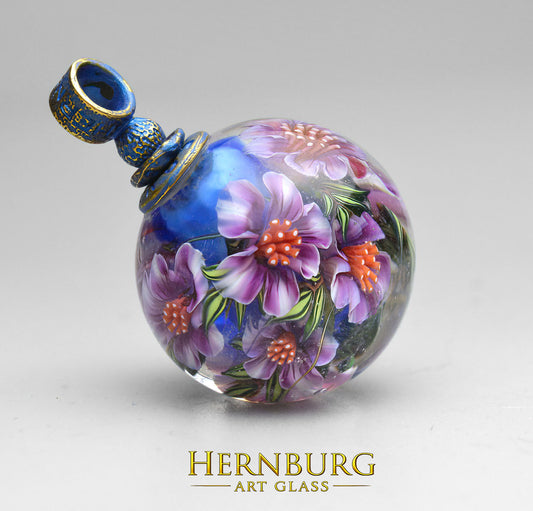 Orbella CYANE. Lampwork glass pendant.