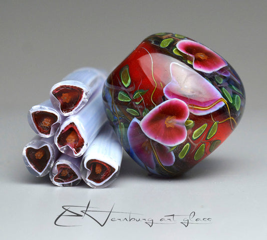 Murini hearts. Sticks 5 cm long. Materials for lampwork. Glass COE104