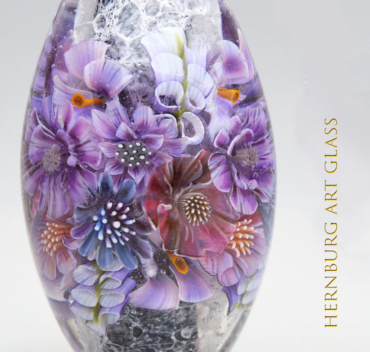 Pendant. Lampwork glass pendant. “Living Lace: Plum”