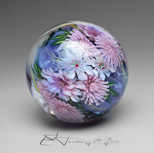 Marble. Collectible Sphere “The Bride’s Morning”. Glass. . Diameter — 35 mm (1.38”)
