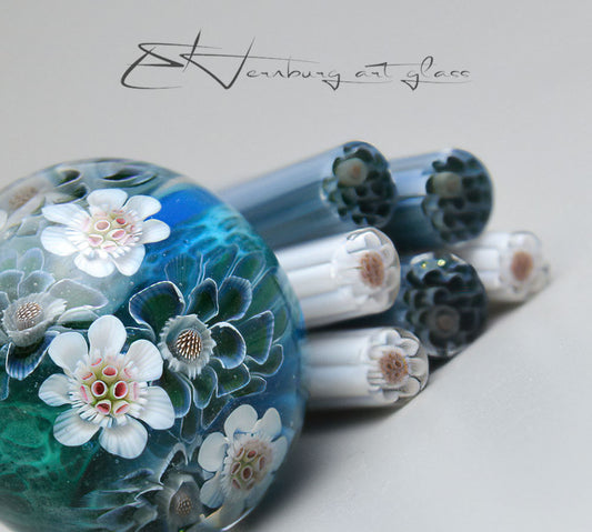 Murini flowers. Sticks 5 cm long. Materials for lampwork. Glass COE104