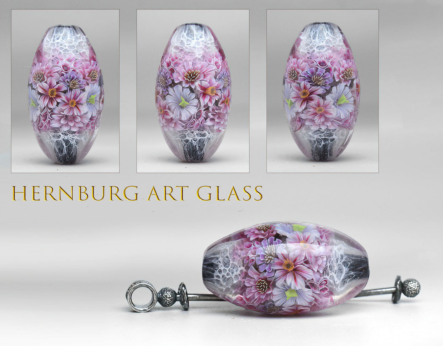 Pendant. Lampwork glass pendant. “Living Lace: Pink”