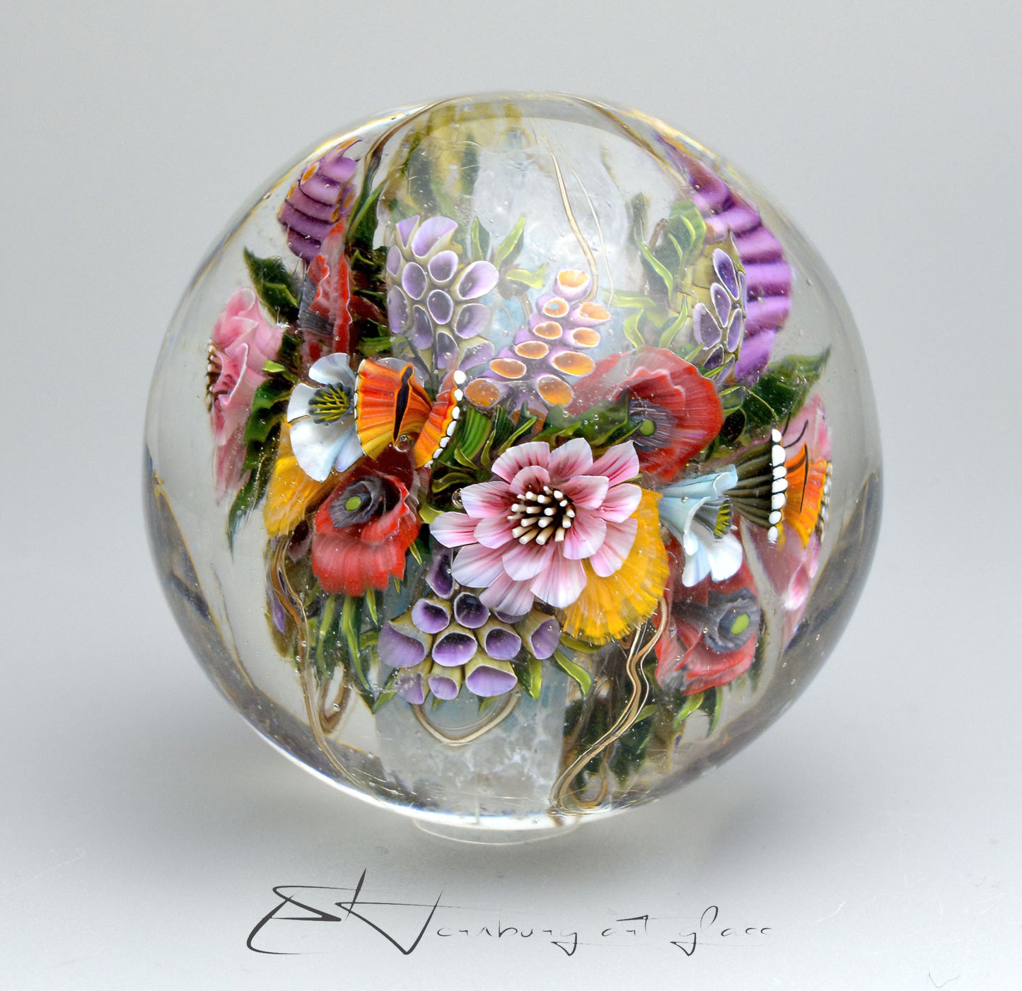 Marble. Glass. Diameter 2.13 inch