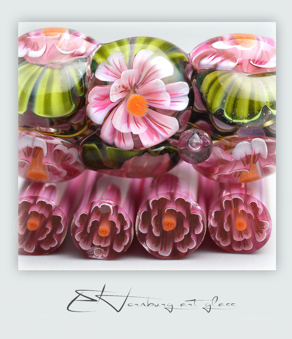 Murini flowers. Sticks 5 cm long. Materials for lampwork. Glass COE104