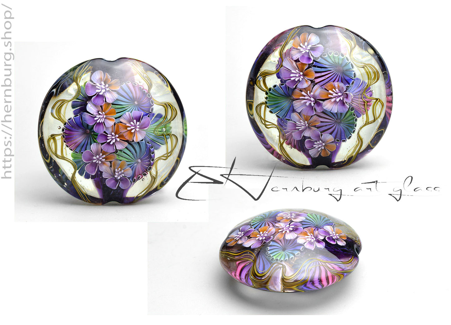 Pendant. Silken Tails. Lampwork glass pendant.