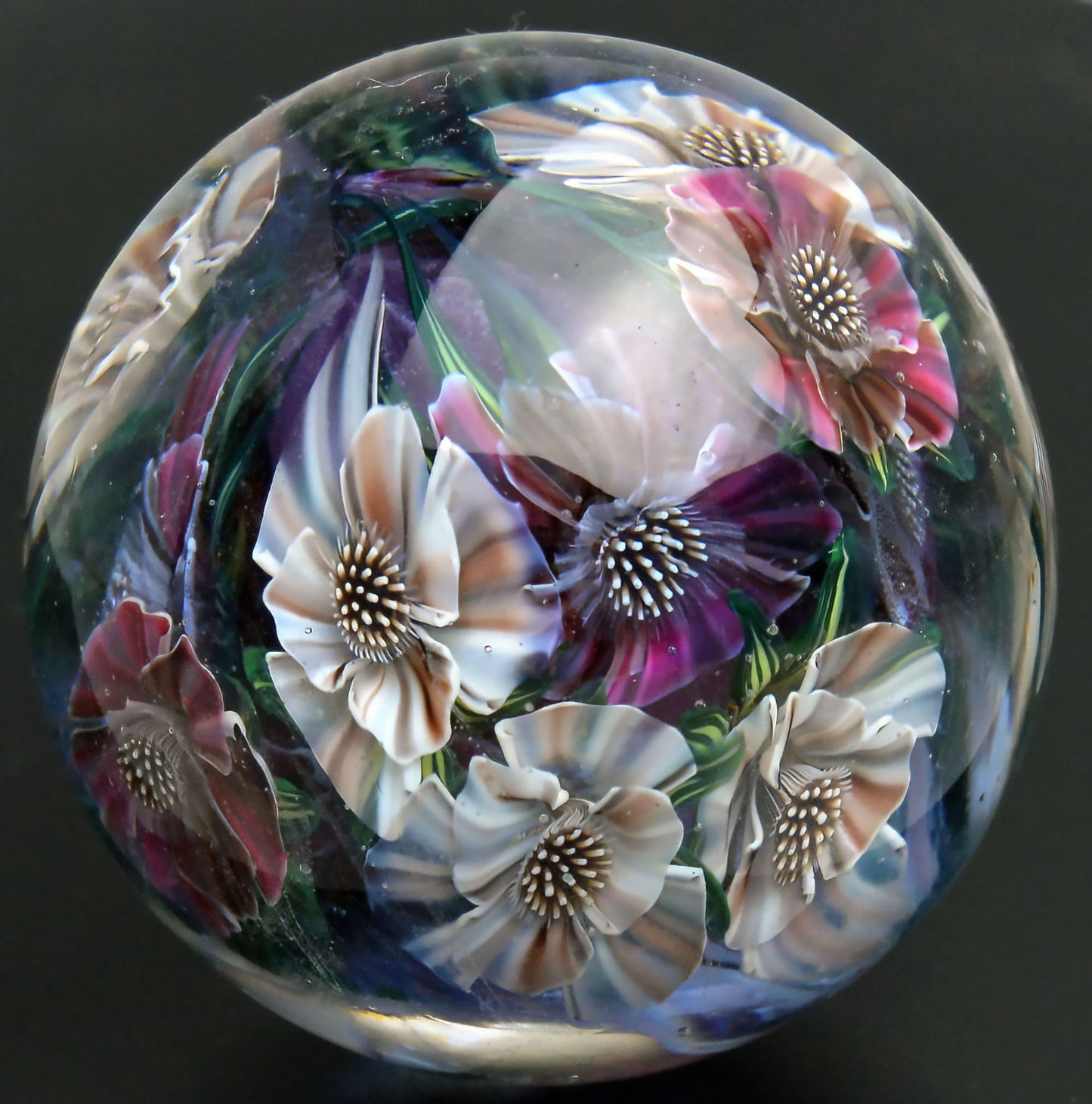 Marble. Collectible Sphere “Violet Silence”. Glass. . Diameter — 40 mm (1.67”)