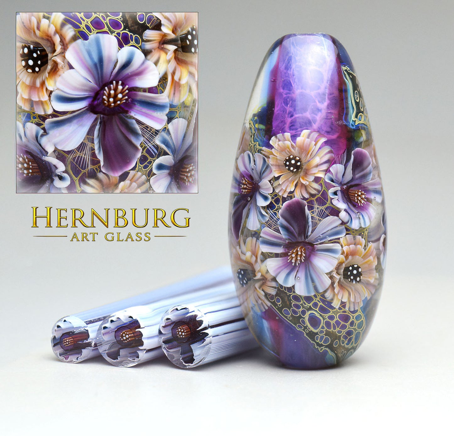 Murini flowers. MIDNIGHT INK . Sticks 5 cm long. Materials for lampwork. Glass COE104
