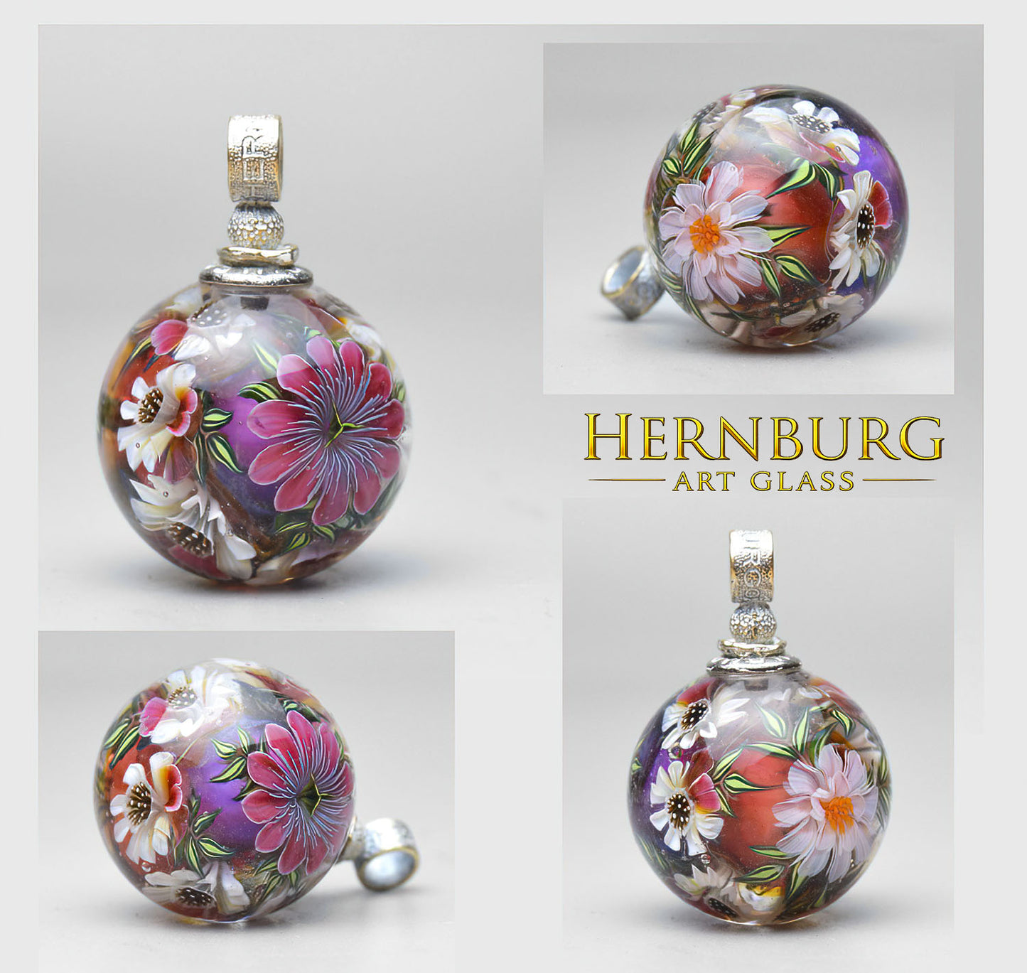Orbella BLUSH. Lampwork glass pendant.