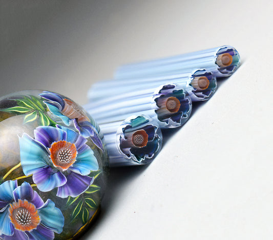Murini flowers. IRISEL. Sticks 5 cm long. Materials for lampwork. Glass COE104