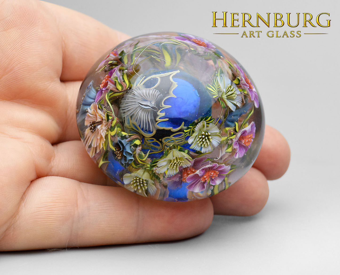 Paperweight "FAR AWAY". Glass. Diameter 52 mm (2.05”)