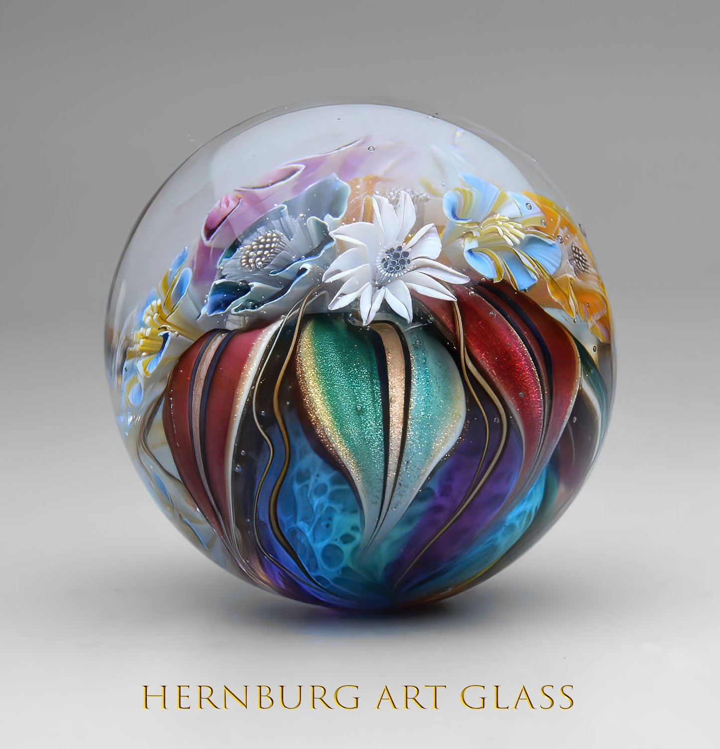 Marble. Collectible Sphere "Carnival”. Glass. . Diameter — 40 mm (1.57”)