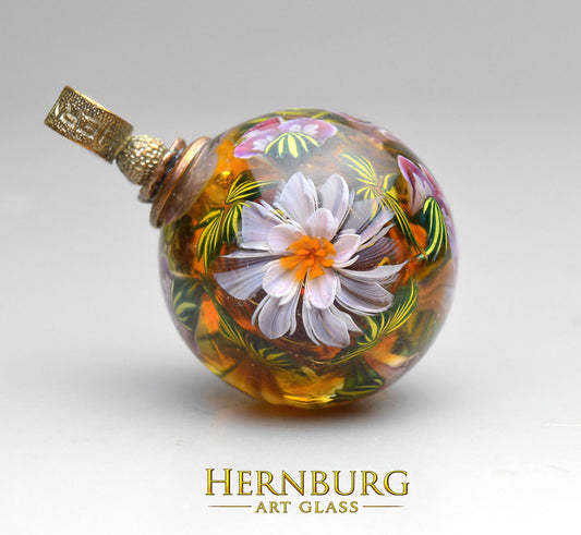 Orbella AMBER OASIS. Lampwork glass pendant.