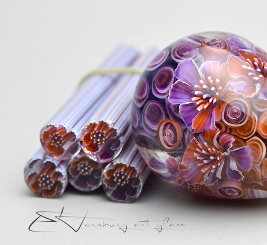 Murini flowers. Sticks 5 cm long. Materials for lampwork. Glass COE104