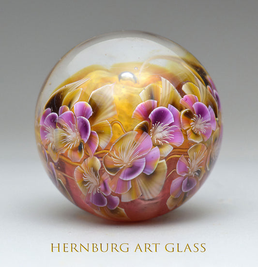 Marble. Collectible Sphere “Flamingo Egg”. Glass. . Diameter — 40 mm (1.57”)