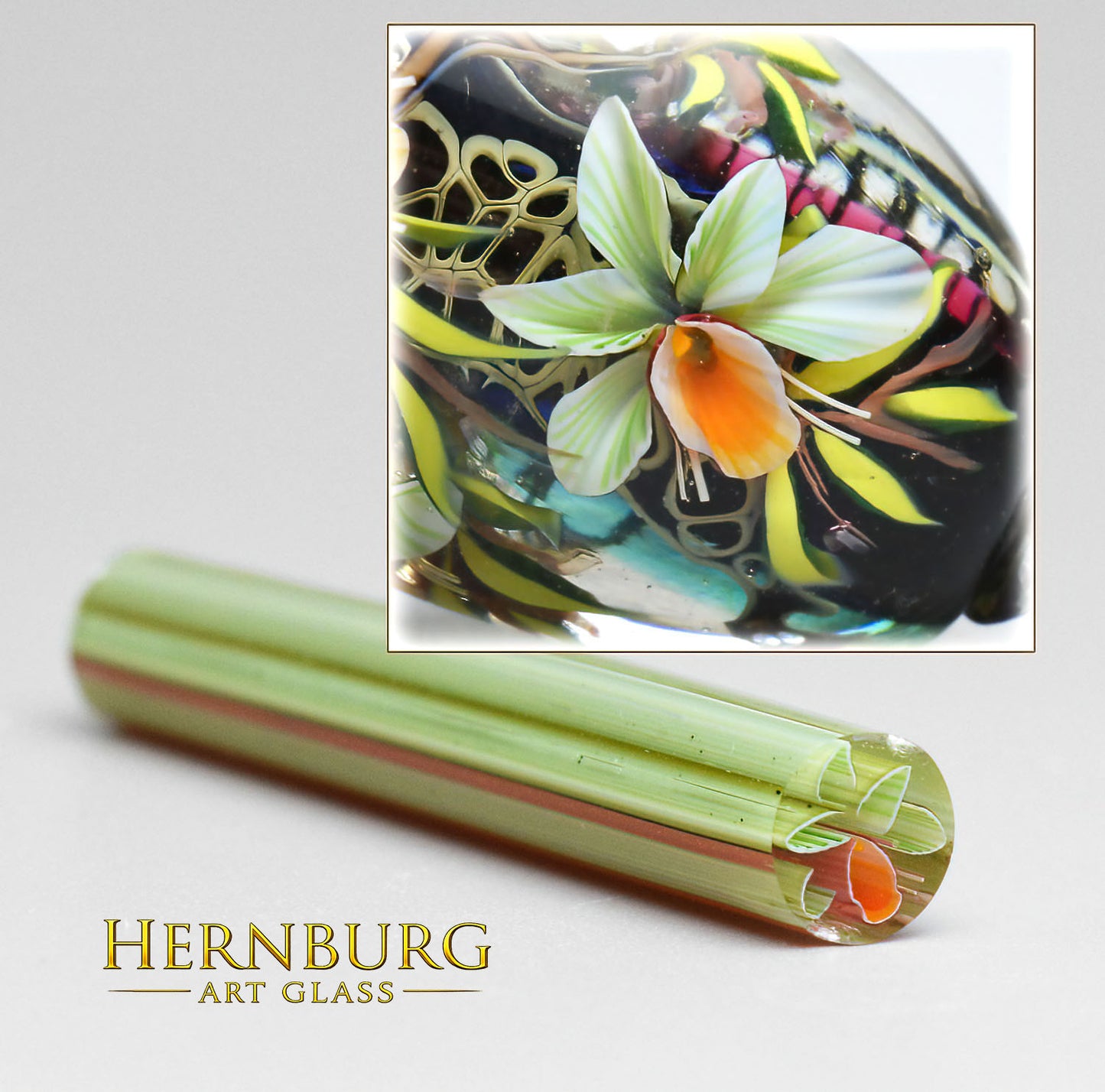 Murini flowers. JUNGLE SLIPPER . Sticks 5 cm long. Materials for lampwork. Glass COE104