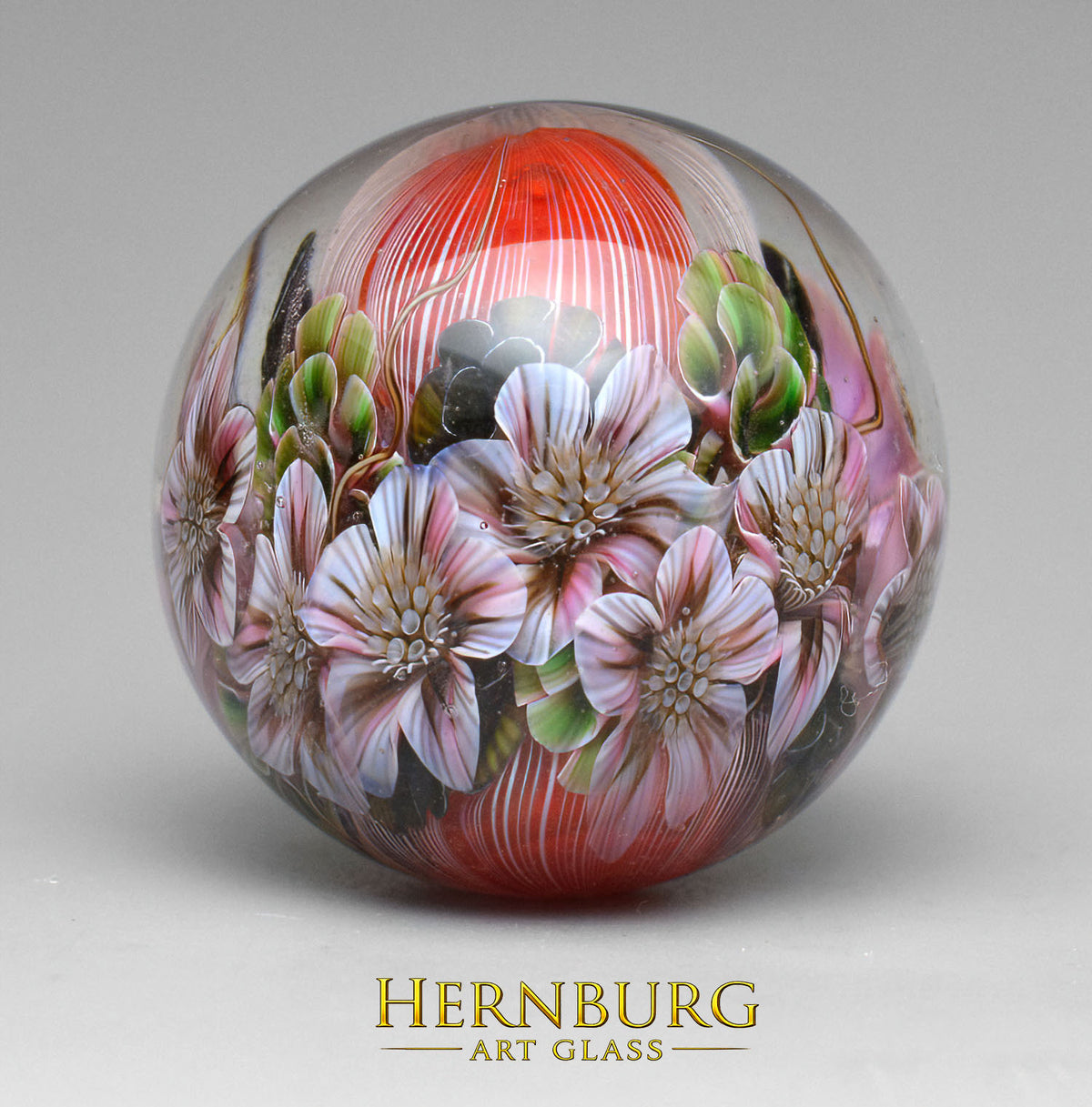 Marble. Collectible Sphere “SILK & FLAME”. Glass. . Diameter — 39 mm (1.54 in)
