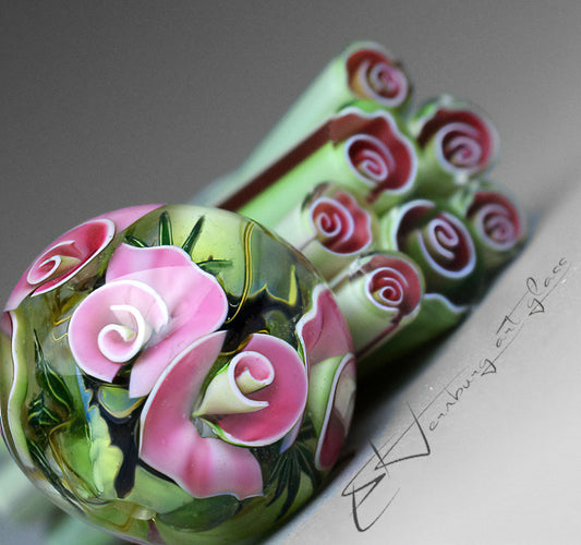 Murini roses. Sticks 5 cm long. Materials for lampwork. Glass COE104
