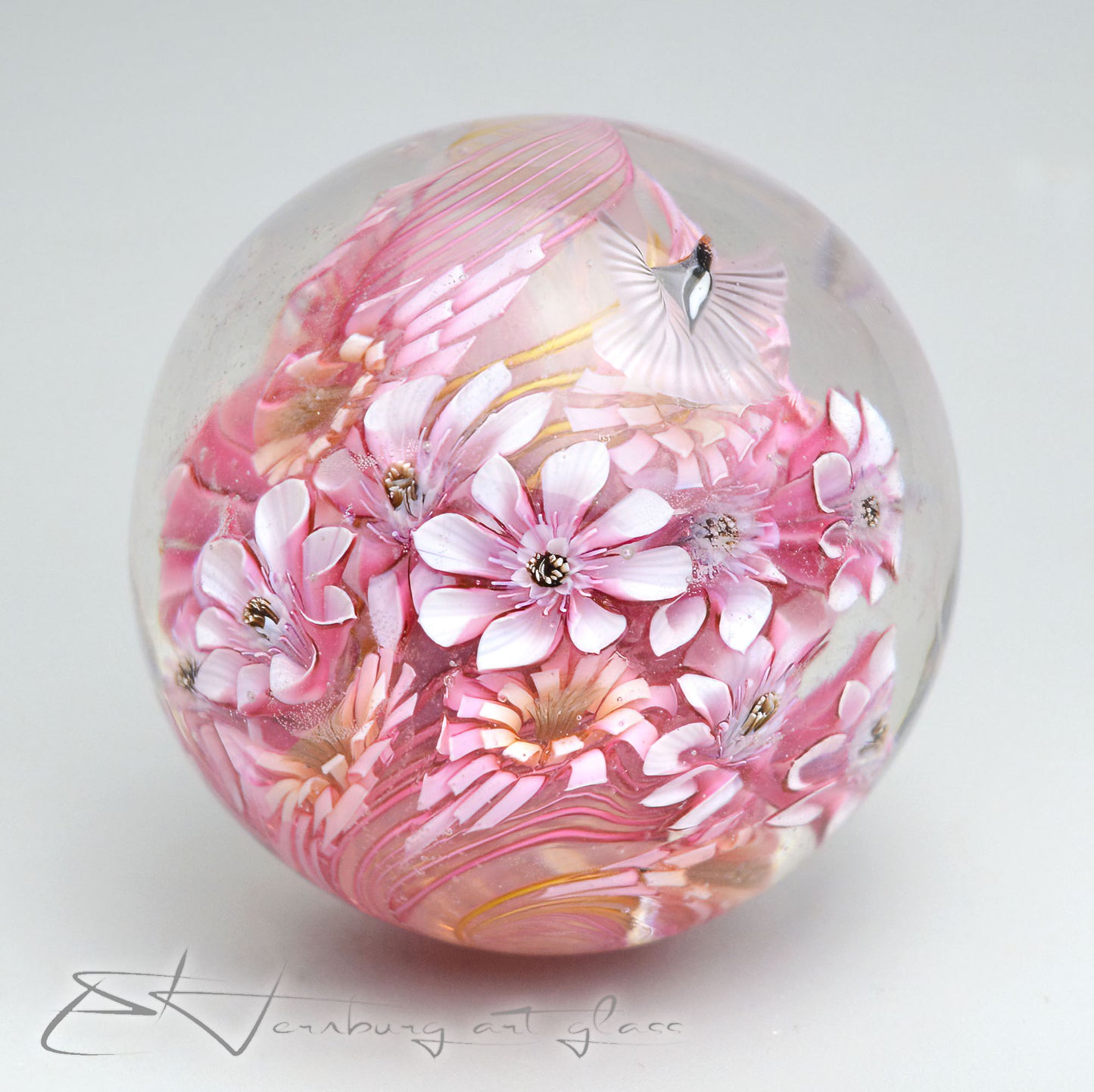 Marble "Pink Haven" Glass. Collectible sphere. Diameter — 40 mm (1.57”).