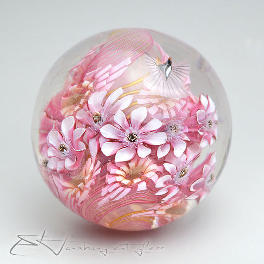 Marble "Pink Haven" Glass. Collectible sphere. Diameter — 40 mm (1.57”).