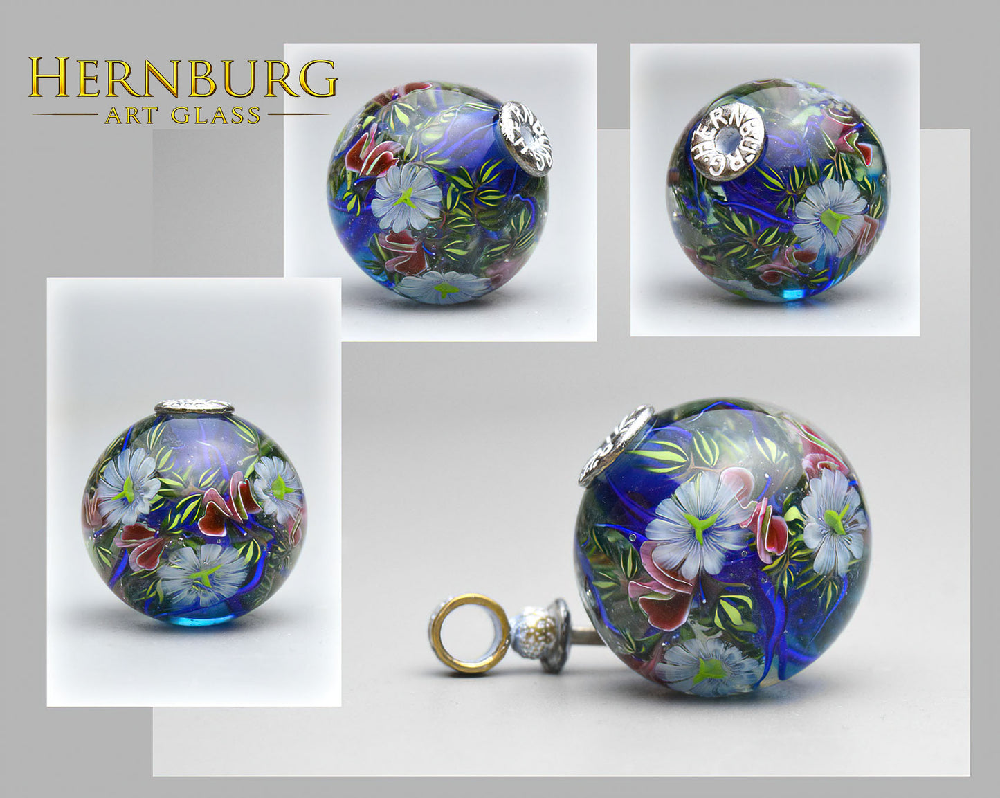 Orbella AZURA. Lampwork glass pendant.