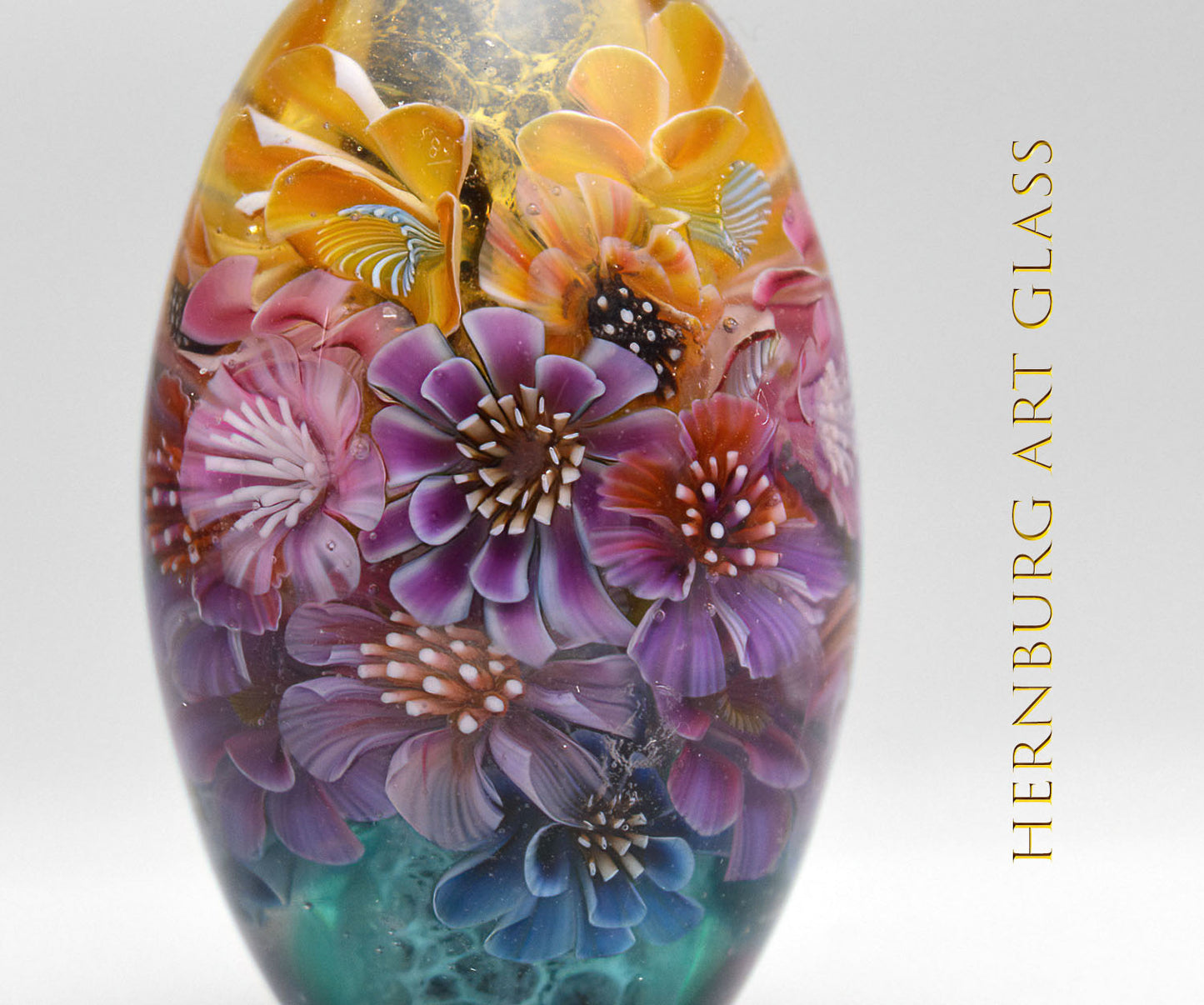 Pendant. Lampwork glass pendant. “Living Lace: Sunset”