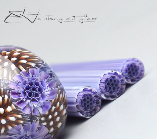 Murini flowers. Lavender Astron. Sticks 5 cm long. Materials for lampwork. Glass COE104