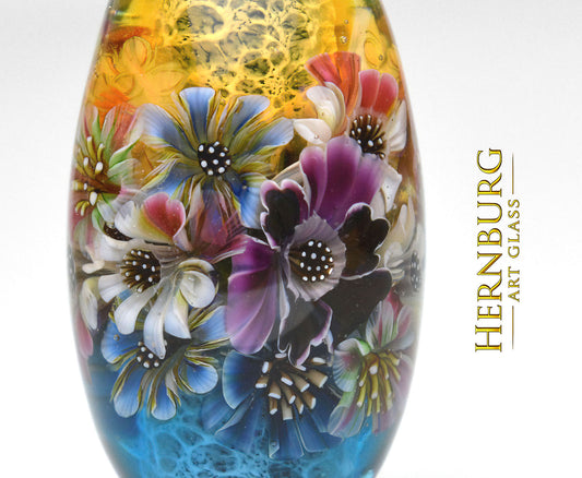 Pendant. Lampwork glass pendant. “Living Lace: Incanto”