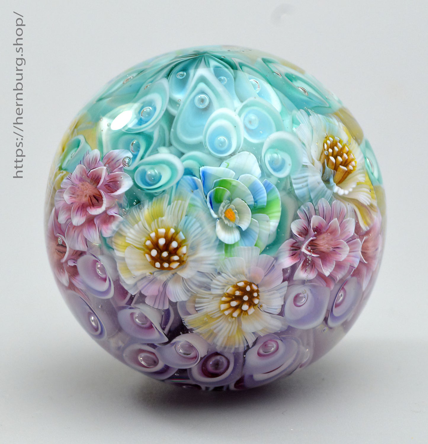 Marble "Kaleidoscope” Glass. Collectible sphere. Diameter — 42 mm (1.65”).