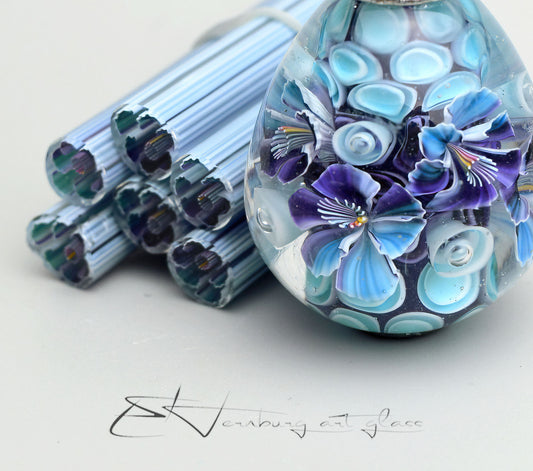 Murini flowers. Sticks 5 cm long. Materials for lampwork. Glass COE104
