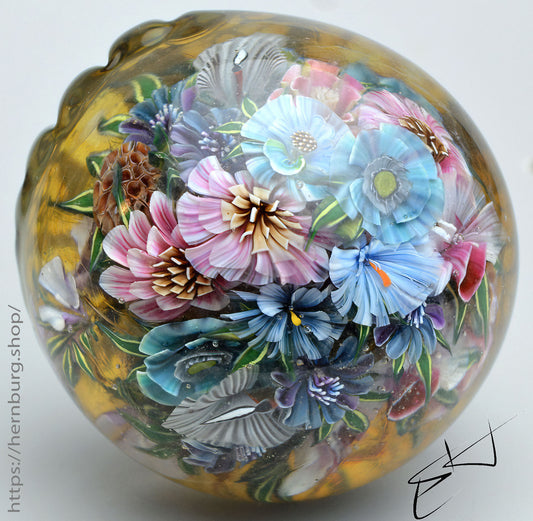 Paperweight "Morning Song". Glass. Diameter 60 mm (2.36”)