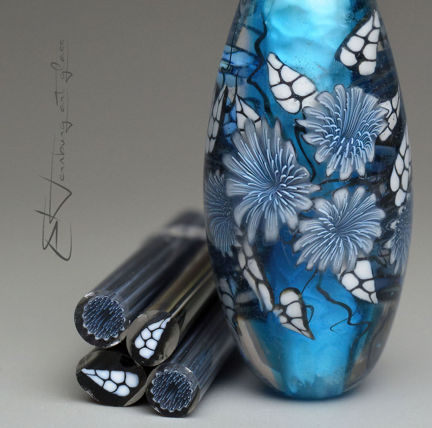 SET of 2 murrini canes. GRAPHIC DUO. Sticks 5 cm long. Materials for lampwork. Glass COE104