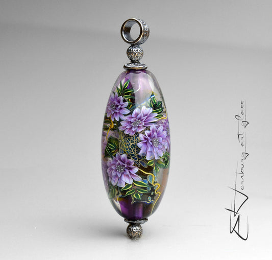 Pendant.  “Imperial Violet”. Lampwork glass pendant.
